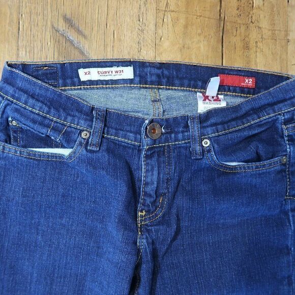X2 CURVY DARK WASH REGULAR RISE BOOT CUT BLUE DENIM JEANS WOMENS SIZE 4 - Picture 8 of 12